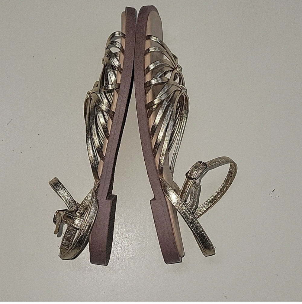 ZARA GOLD Strappy Knot Sandals Size 7.5 - Picture 2 of 15